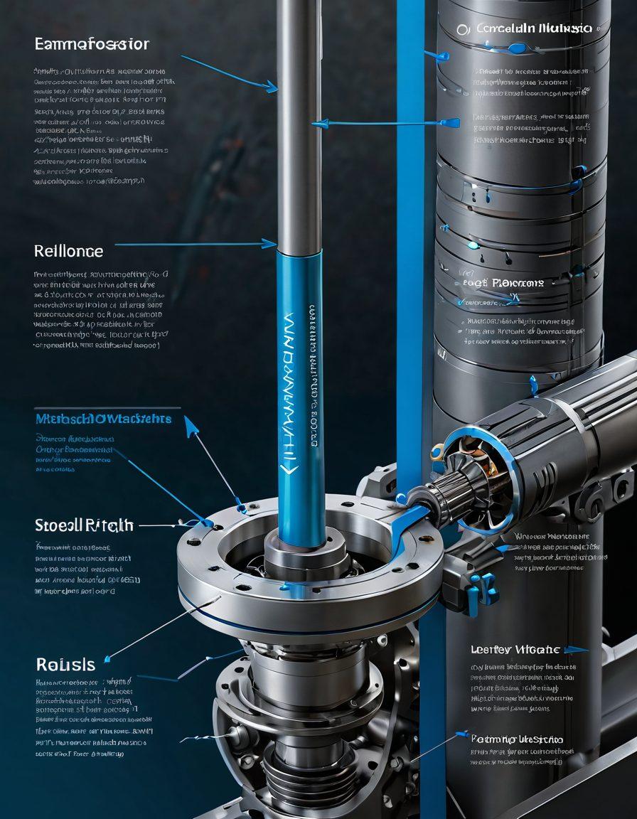 A detailed diagram showcasing various shaft components in motion, with arrows indicating dynamic forces and vibrations. Include a mechanic working on a shaft with high-tech tools in the background, emphasizing maintenance practices. Incorporate an overlaid graph showing performance metrics and oscillation patterns. The color scheme should be industrious with shades of blue and gray. super-realistic. vibrant colors. 3D.